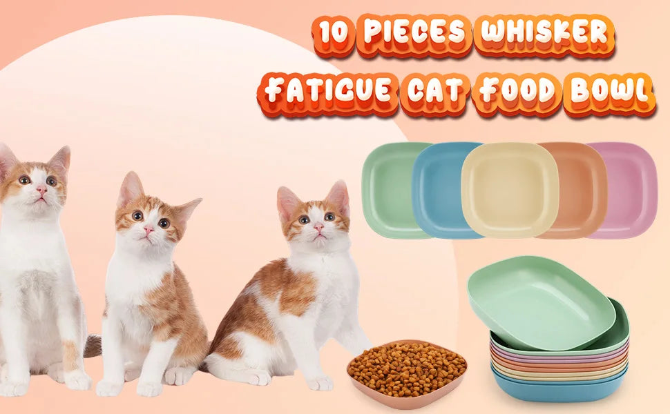 3/10/20pcs Non-Slip Plastic Cat Bowls Set Shallow Pet Food & Water Dishes Suitable for Kittens Short Leg Cat Ferrets Stray Cats