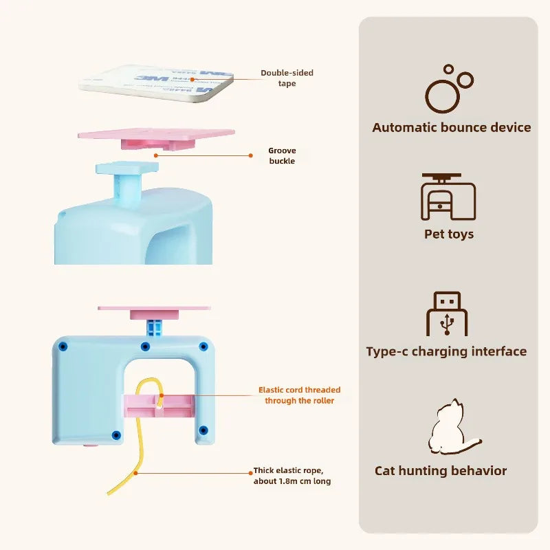 Funny Interactive with Cat Toys Pet Self-entertainment Electric Smart Cat Teaser Hanging Door Yo-Yo Balls Toy  Cats Supplies