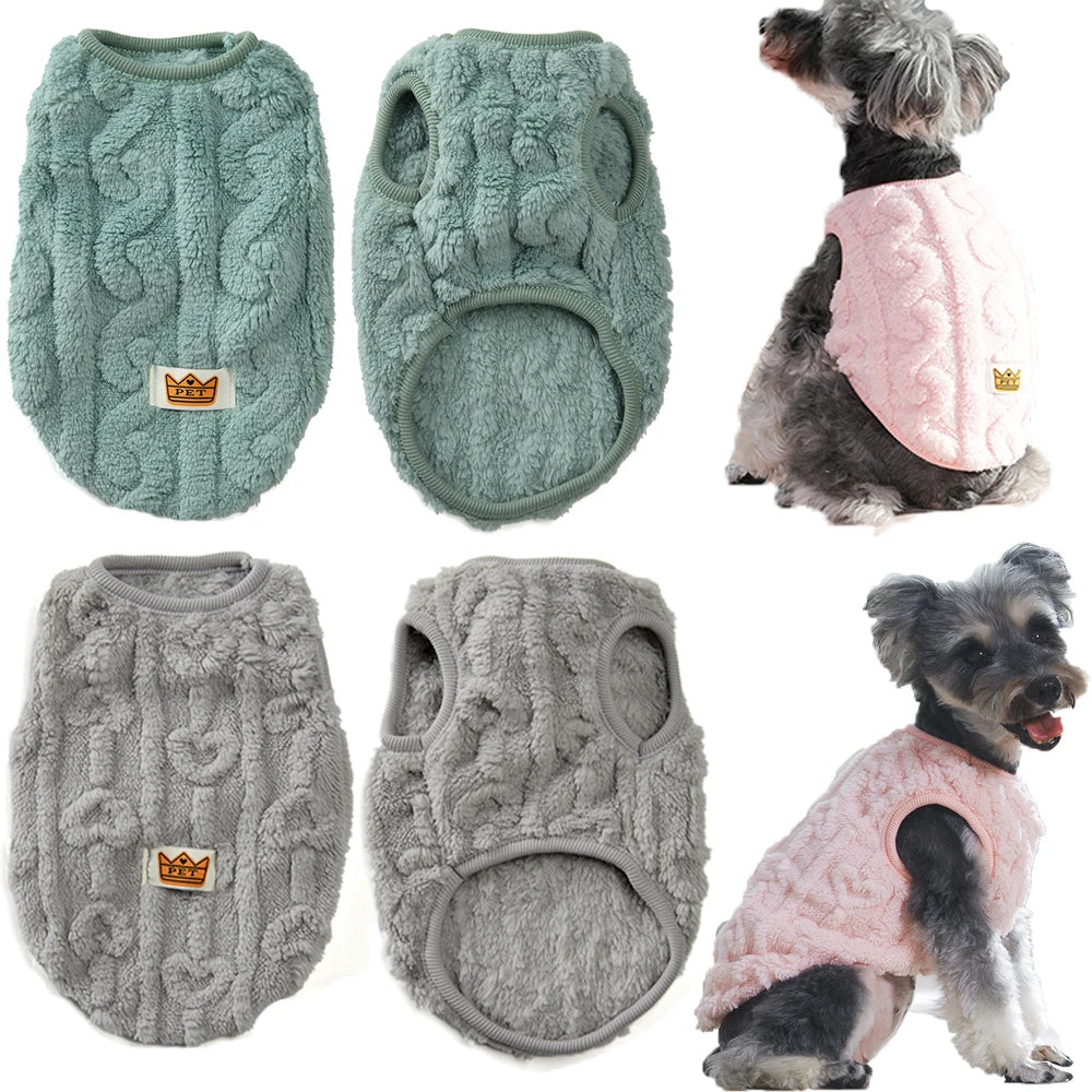 Fleece Warm Dog Cloth Sleeveless Soft Cozy Plush Vest Puppy Winter Overall for Small Medium Pet Sweatshirt  for Dog and Cat
