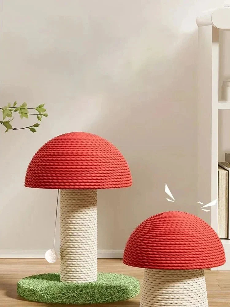 Cat Grab Column Cute Mushroom Shape Cat Scratching Post Sisal Material Wear-resisting Pets Toy Pet Training Supplies Accessories