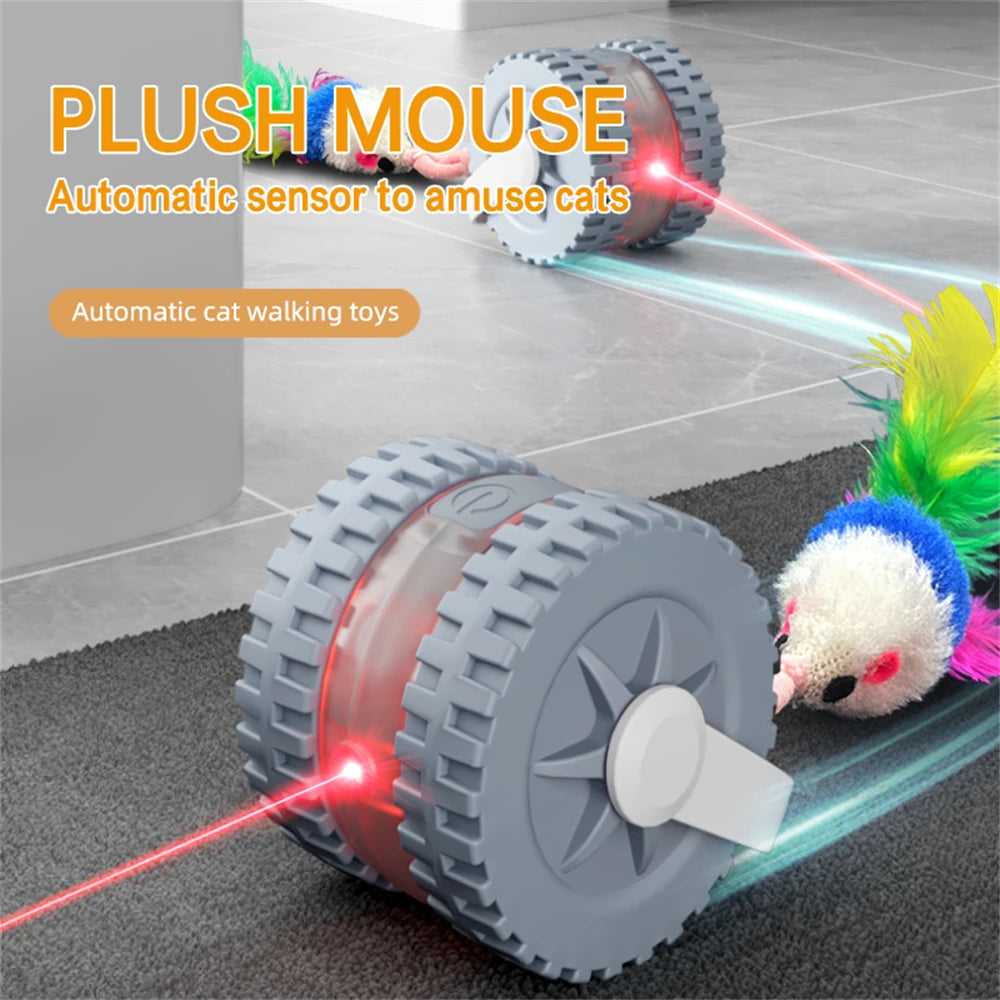 Cat Interactive Ball Toy, Automatic Rolling Ball with Tail, Rechargeable Smart Pet Interactive Toy, Intelligent Mouse for Cat