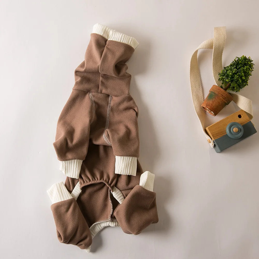 Dog Clothes Pet Plush Warm High Neck Four Legged Clothes Slightly Elastic Little Lingti Huibit Clothes Four Legged Warm Base