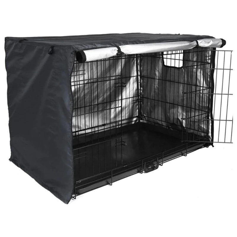 Dog Crates Cover 24/30/36/42inch Pet Kennels Cover for Small Large Dogs Oxford-Fabric with Two Door, Vents Window