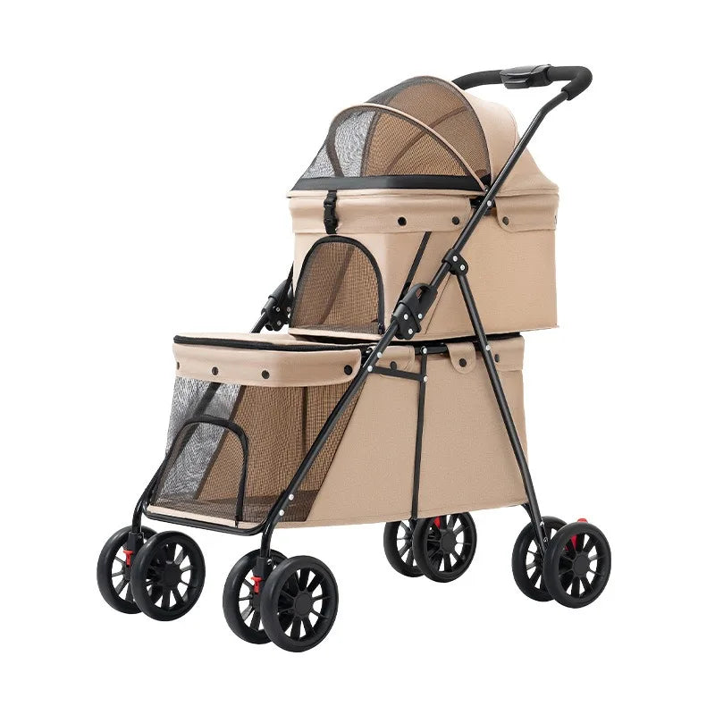 Double Pet Stroller  One-Hand Folding Dog Stroller for Small Medium Dogs Cats Travel 24KG Max Pet Carrier Cat Dog Carrier