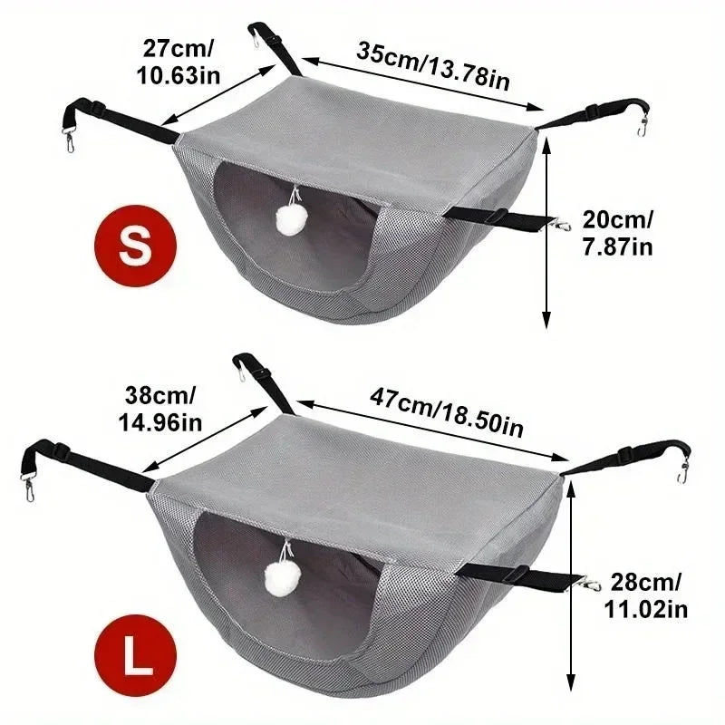 Breathable Mesh Hanging Pet Bed - Adjustable Cat Hammock for Indoor Use, Comfortable Suspended Sleeping Nest with Metal Frame