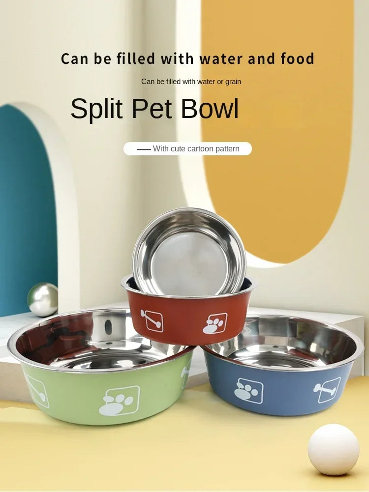 Durable Pet Food Bowl Stainless Steel Double-layer Thickened Anti-slip Water Pet Feeder Water Basin Universal for Cats and Dogs