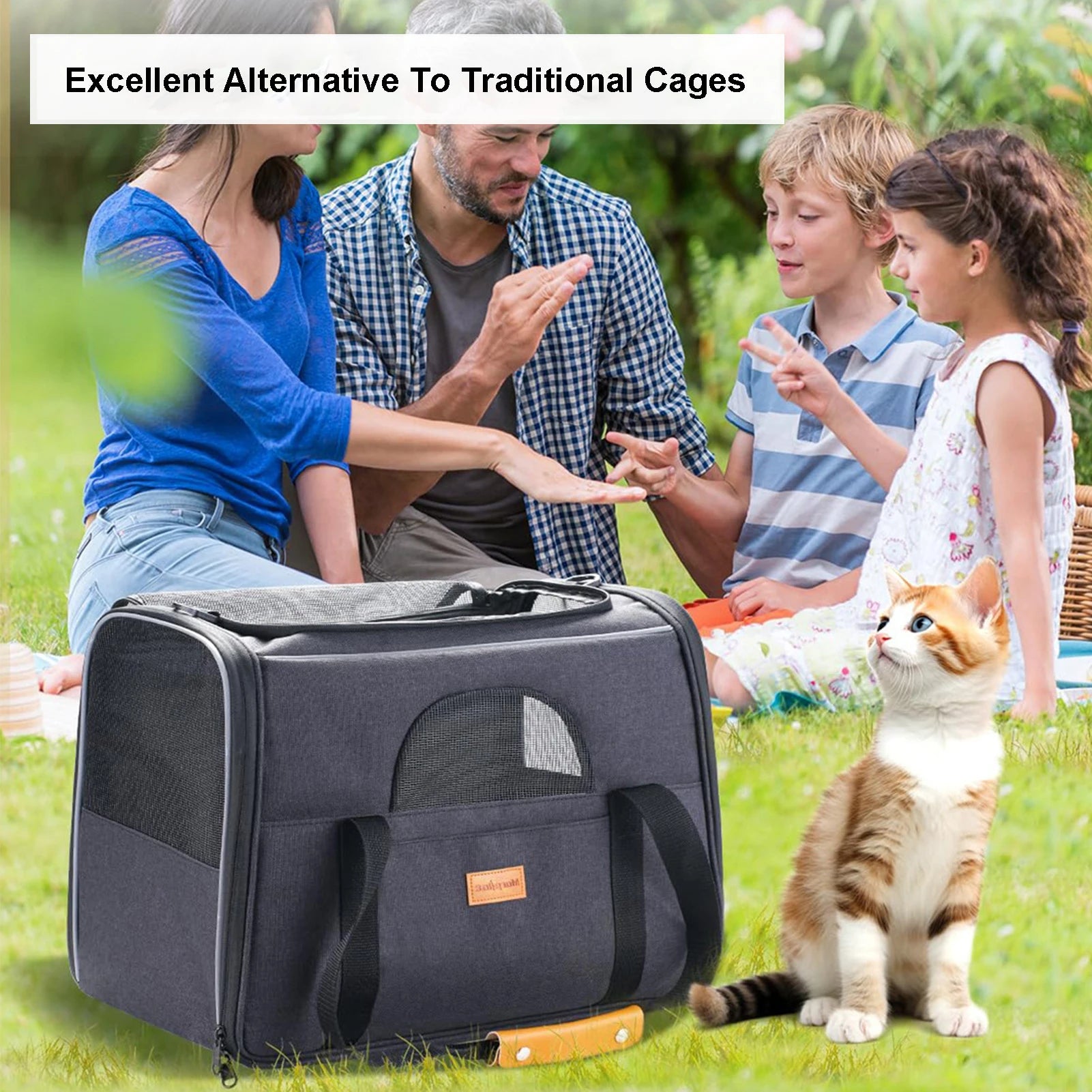 Cat Carrier Bag Breathable Foldable Pets Carriers for Dogs and Cats with Shoulder Strap Hands-Free Pets Carrying Bag for Cars