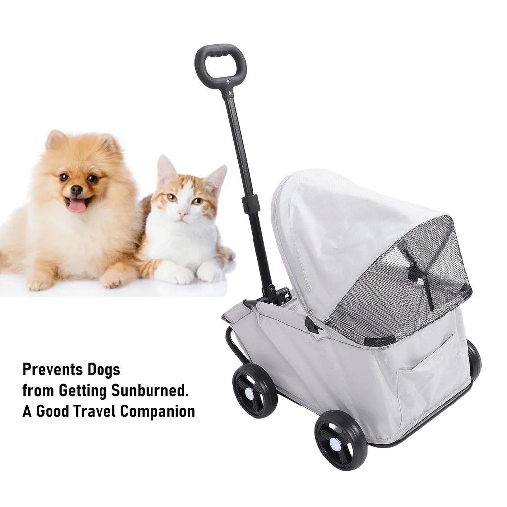 Foldable Pet Stroller with Canopy 4 Wheels Pet Strolling Cart for Small Dogs Cats Lightweight Easy Assembly Multifunctional Use