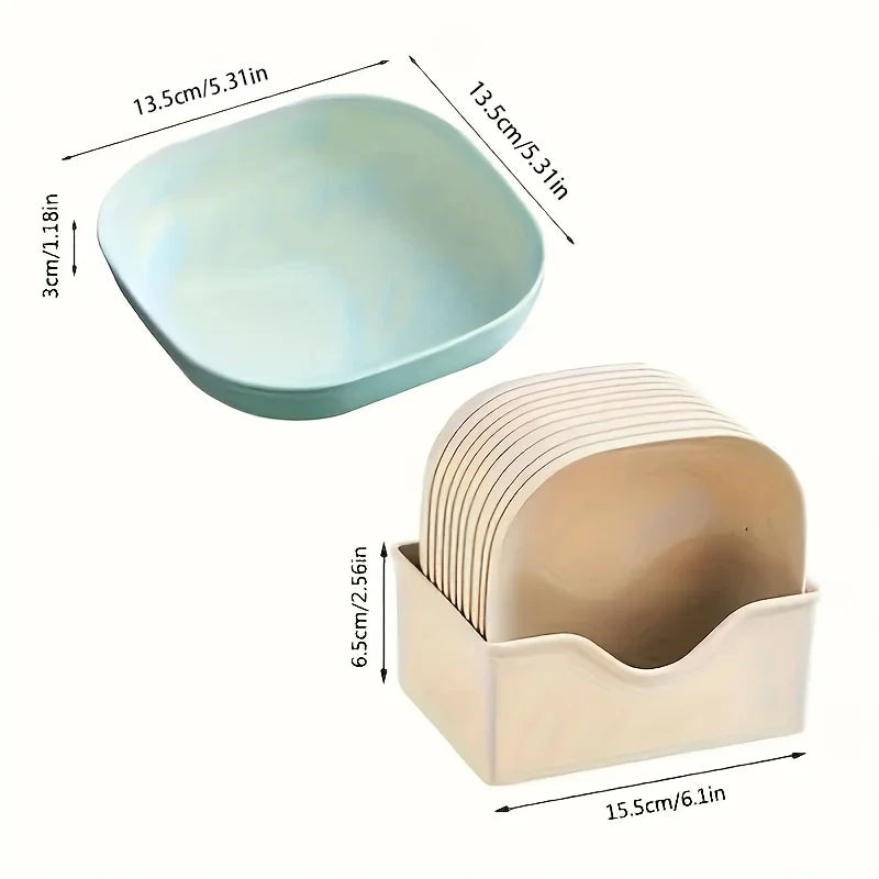 10pcs Non-Slip Plastic Cat Bowls Set Shallow Pet Food & Water Dishes Suitable for Kittens Short Leg Cat Ferrets Stray Cats