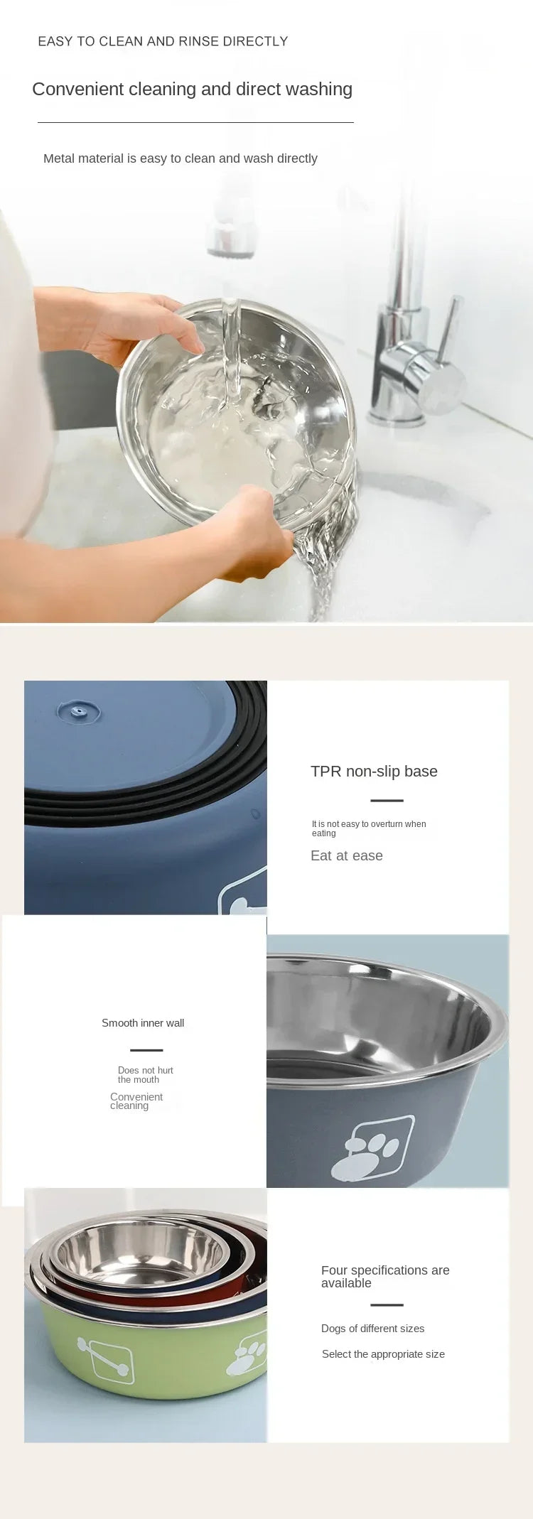 Durable Pet Food Bowl Stainless Steel Double-layer Thickened Anti-slip Water Pet Feeder Water Basin Universal for Cats and Dogs