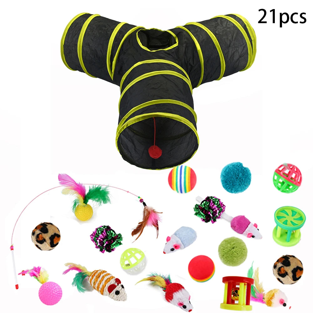 Cat Kitten Toys Variety Pack Pet Cat Toys Combination Set Cat Toy Funny Cat Stick Sisal Mouse Bell Ball Cat Supplies