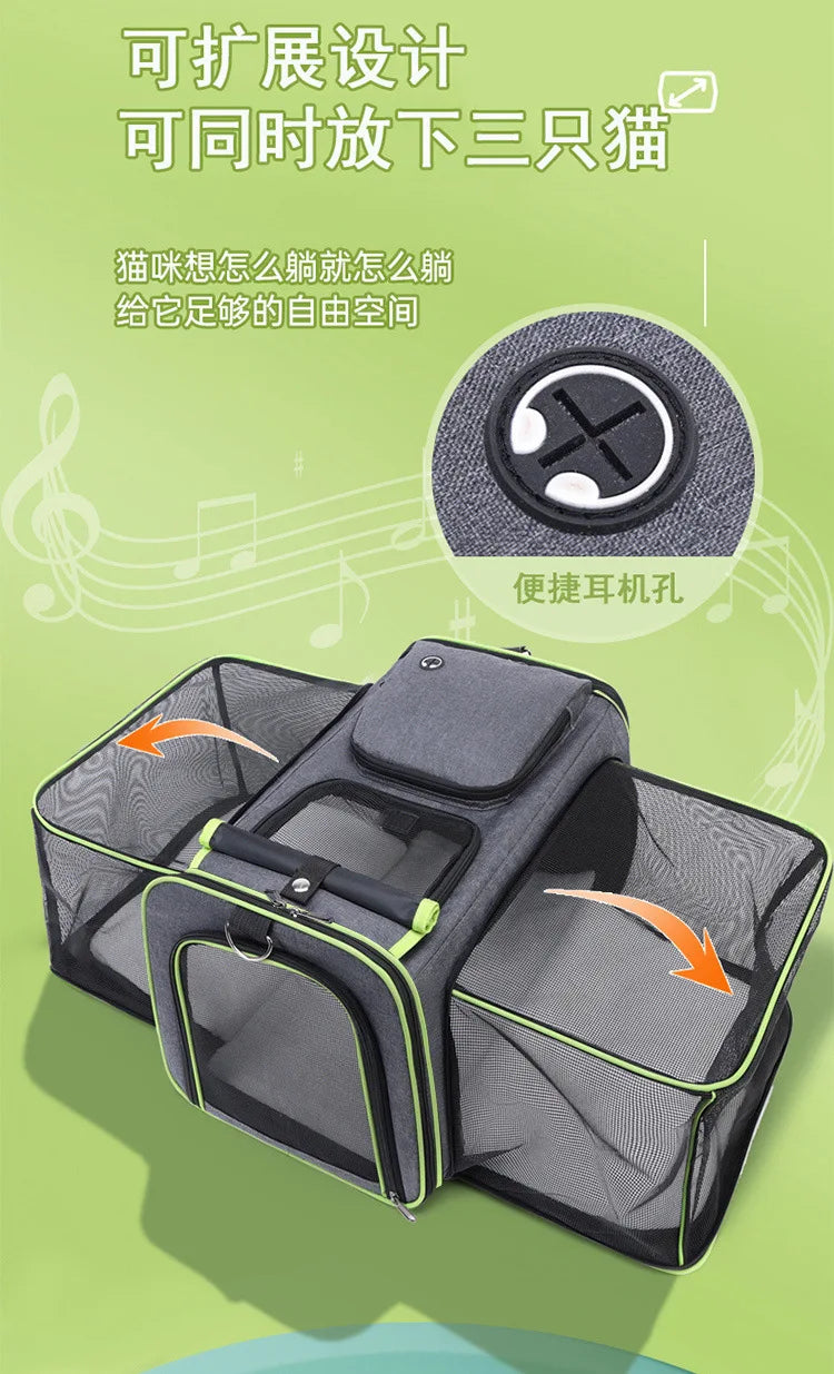 Cat Bag Foldable Large Capacity Cat Outdoor Car Expansion Portable Pet Handbag Breathable Diagonal Cross Bag for Cats and Dogs
