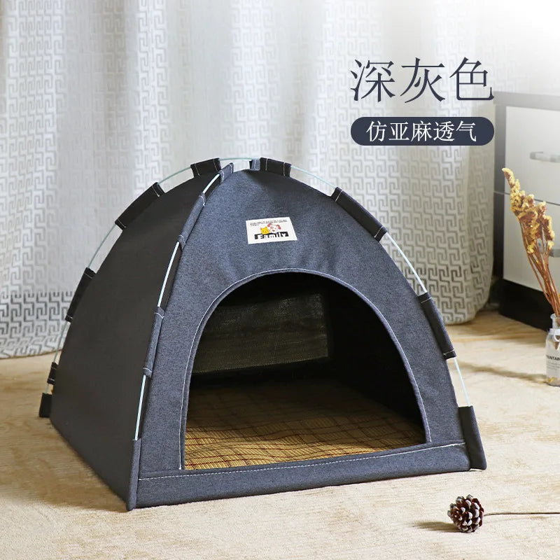 Pet Tent Bed Removable Cat Sofa Basket Canvas Semi-enclosed Cat House Dog Cave Hut Cat Sleeping Bed for Room Decor Pet Supplies