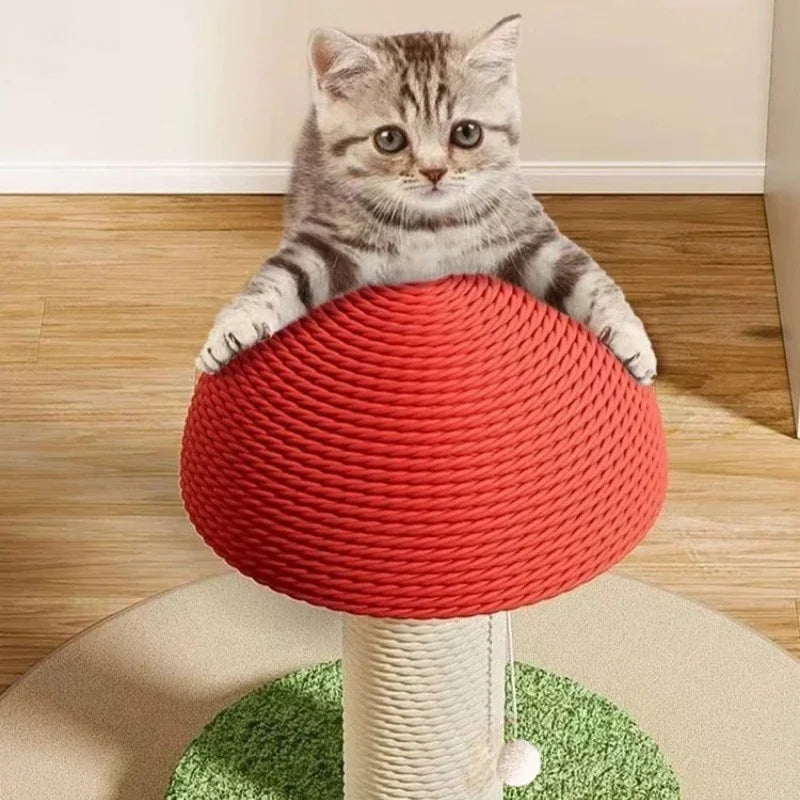 Cat Grab Column Cute Mushroom Shape Cat Scratching Post Sisal Material Wear-resisting Pets Toy Pet Training Supplies Accessories