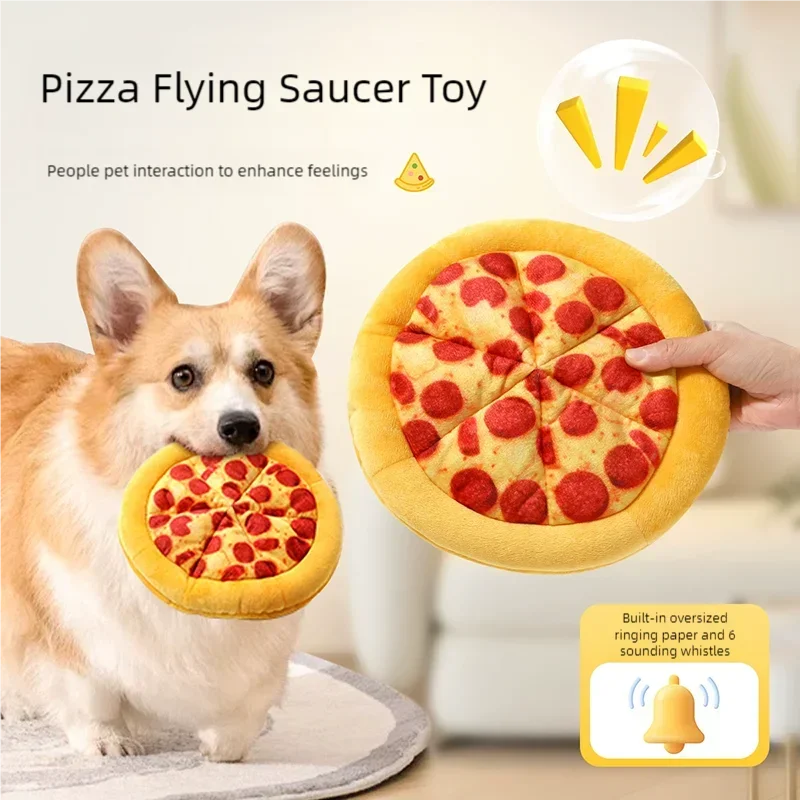Durable Eco Friendly Plush Pizza Pet Toy With Squeak Sound Interactive Chew Toy For Puppy Kitten Teeth Train Dogs Cats Supplies