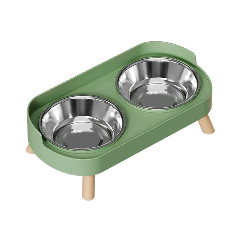 Cat Bowl Double Bowl Set - Anti-Spill Anti-Tip Pet Food Bowl & Water Bowl | Non-Slip Base Cute Cat Feeding Bowls Pet