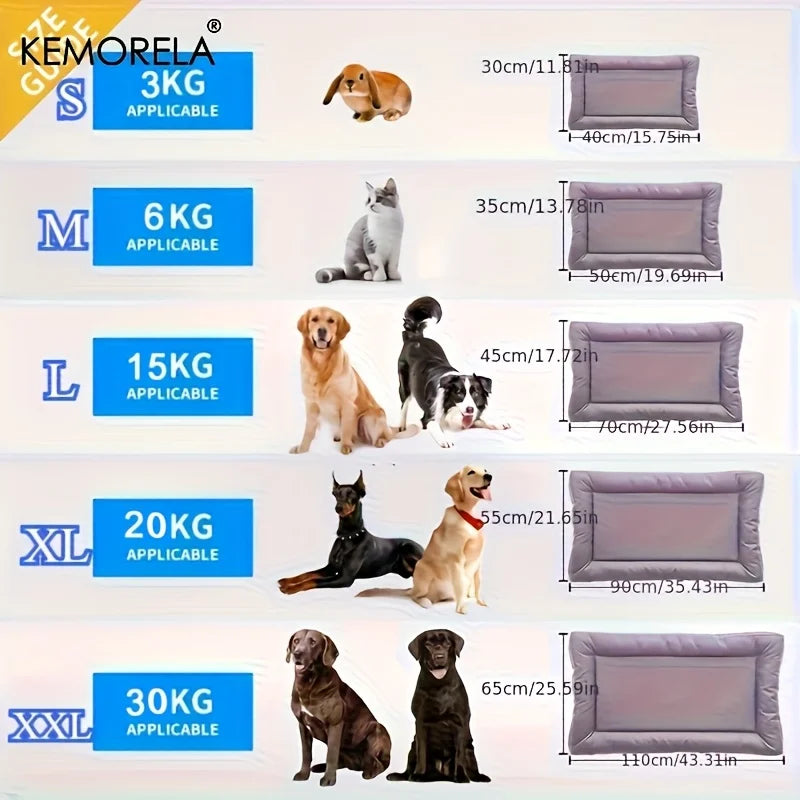 Extra Large Square Pet Bed Non-Slip Polyester Mat Cooling Design for Dogs & Cats Universal All-Season Use Multiple Color Options