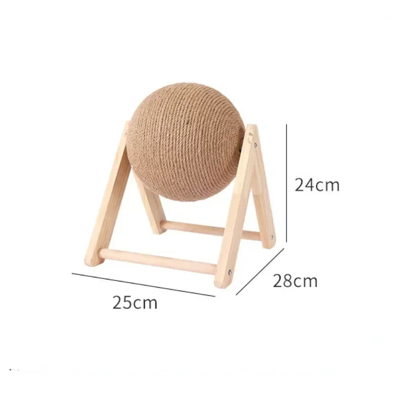 Cat Scratching Ball Wood Stand Pet Furniture Sisal Rope Ball Toys Kitten Climbing Scratcher Grinding Paws Scraper Accessories