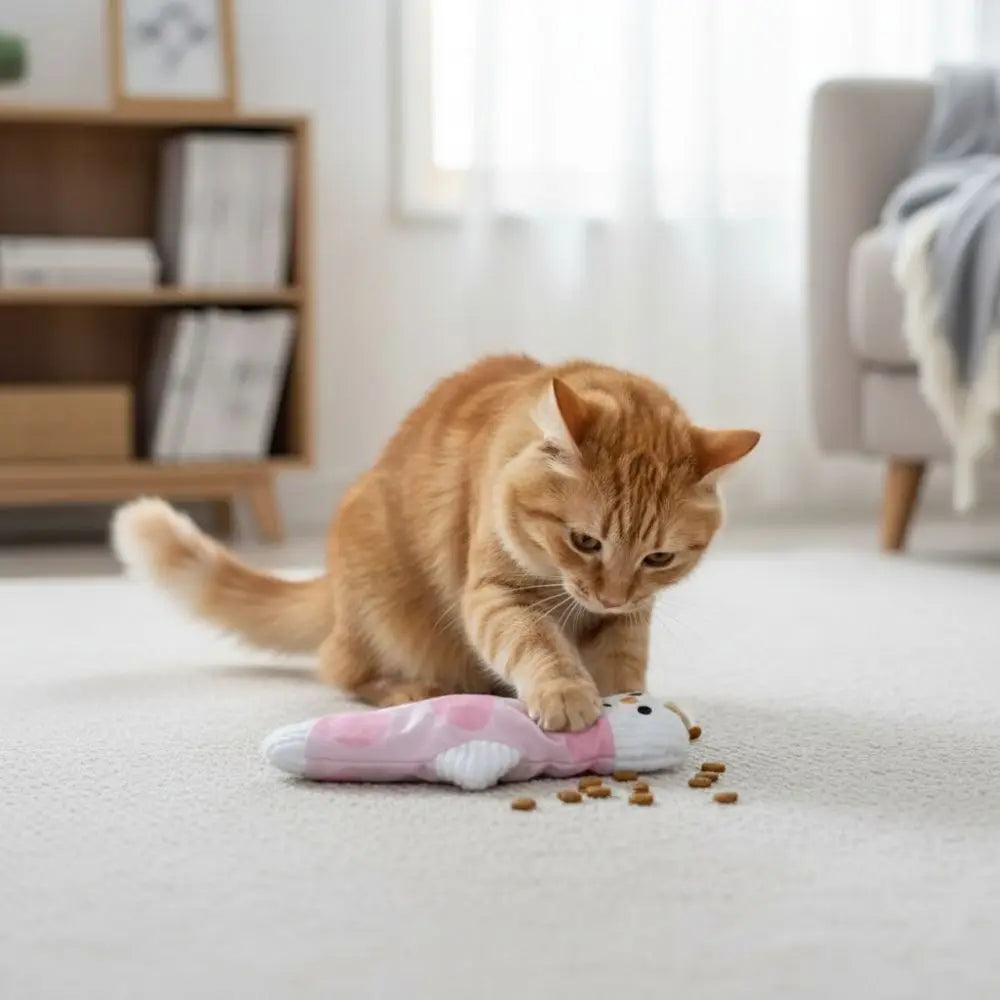 Cute Sound Making Pet Treat Dispenser Bite-Resistant Durable Chew Toy Squeaker Cartoon Socks Cat