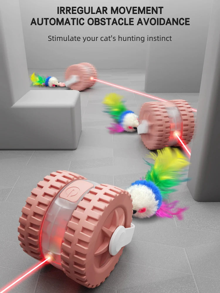 Cat Interactive Ball Toy, Automatic Rolling Ball with Tail, Rechargeable Smart Pet Interactive Toy, Intelligent Mouse for Cat