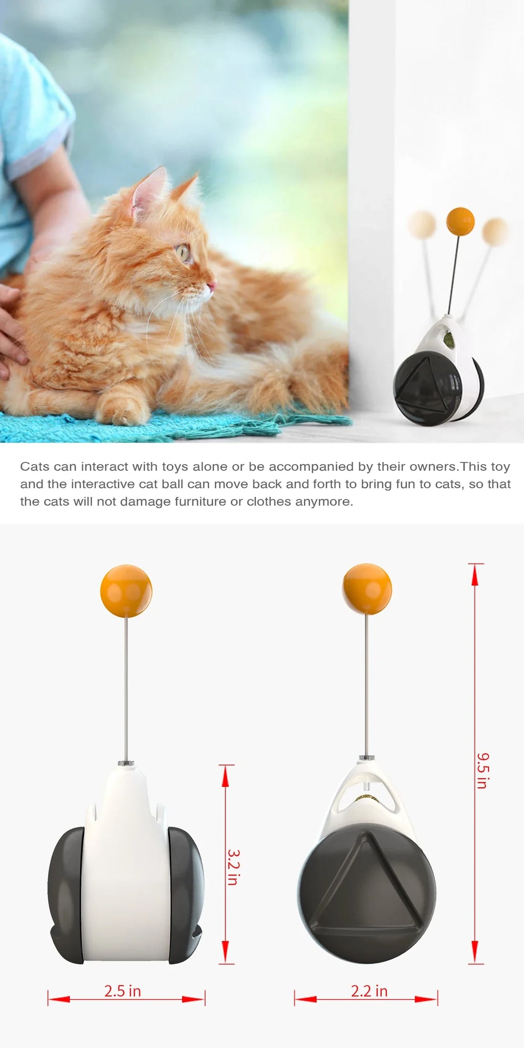 Funny Pet Products for Dropshipping, Interactive Balance Car Cat Chasing Toy With Catnip, Tumbler Swing Toys for Cats Kitten