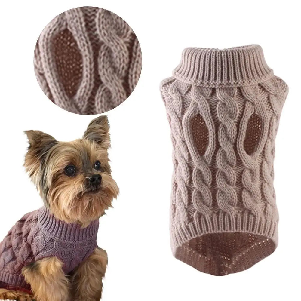 2025 New Pet Small Pet Dog Clothes Sweater Fashion Autumn Winter Solid Fried Dough Twists Knitting Warm Comfort Clothing