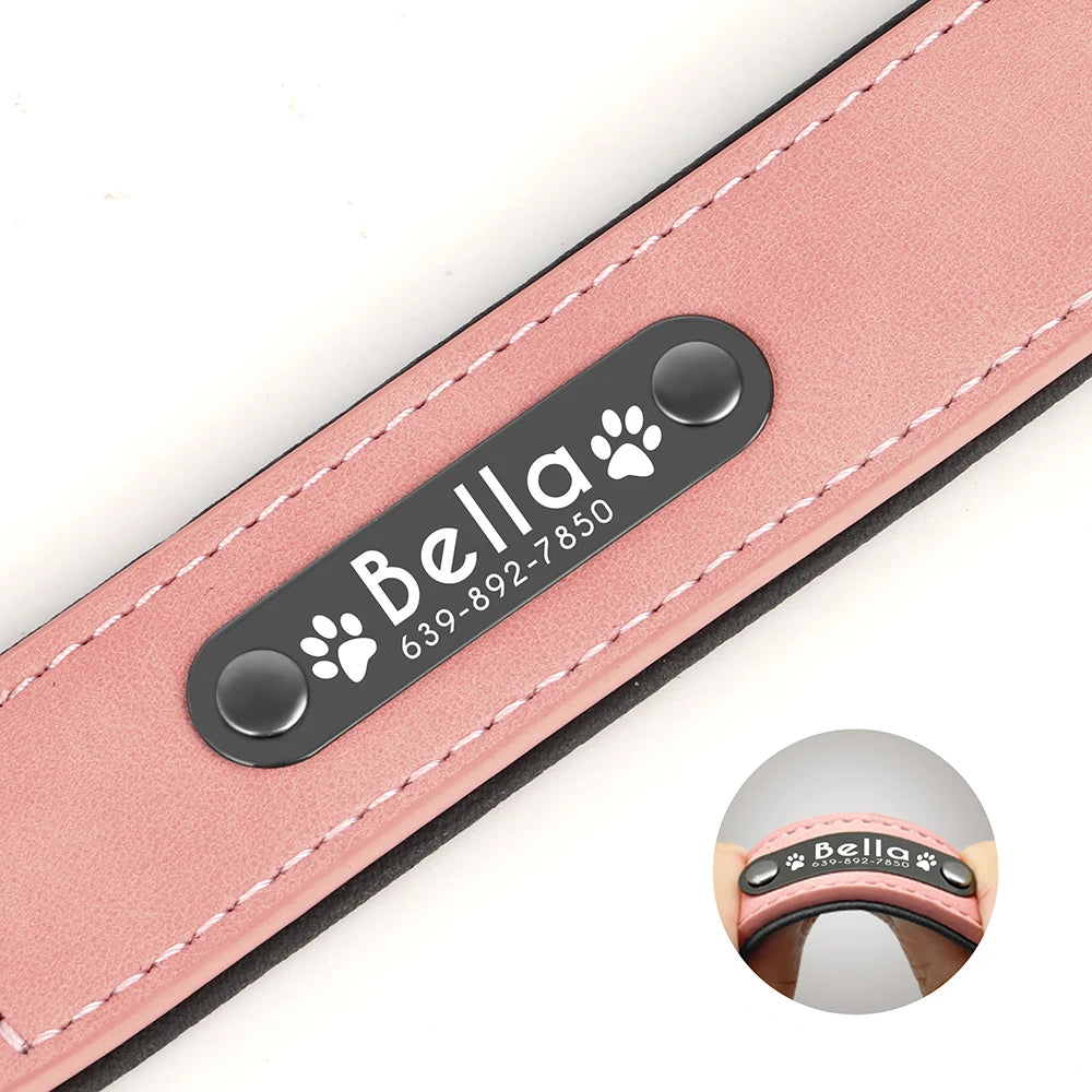 Dog Collars Personalized Custom Leather Dog Collar Name ID Tags For Small Medium Large Dogs Pitbull Bulldog Beagle Correa Perro