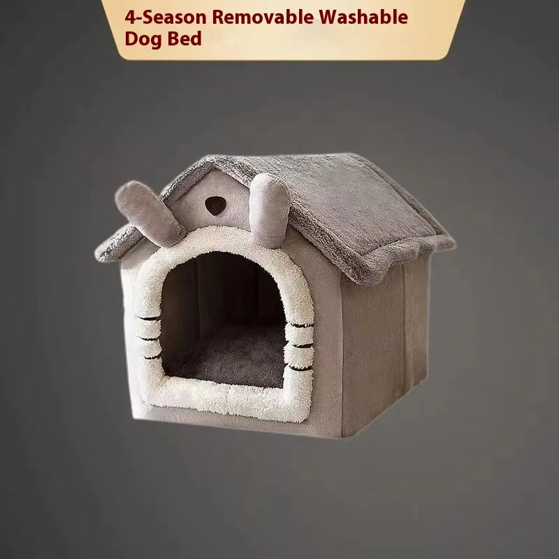 House Style Pet Bed for Small Dogs & Cats - All Season Removable Washable Dog House Winter Warm Teddy Bed Pet Supplies