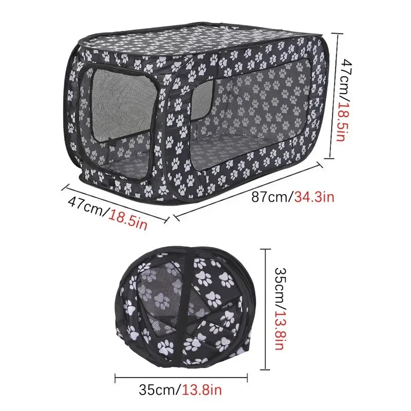 Indoor & Outdoor Foldable Portable Pop-Up Pet Carrier Tent with Mesh Window Zippered Door for Pet Small Dog & Cat Travel Carrier