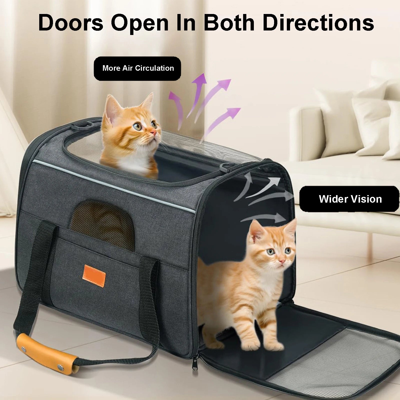 Cat Carrier Bag Breathable Foldable Pets Carriers for Dogs and Cats with Shoulder Strap Hands-Free Pets Carrying Bag for Cars