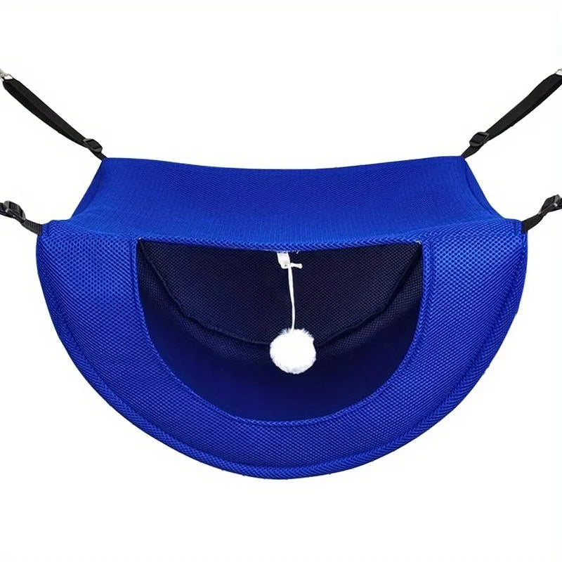 Breathable Mesh Hanging Pet Bed - Adjustable Cat Hammock for Indoor Use, Comfortable Suspended Sleeping Nest with Metal Frame