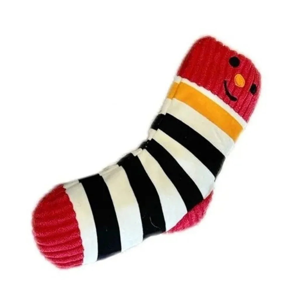 Cute Sound Making Pet Treat Dispenser Bite-Resistant Durable Chew Toy Squeaker Cartoon Socks Cat