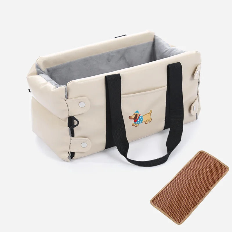 Dog Carrier Car Central Control Pet Safety Seat Dog House Cushion Pet Car Supplies Cat Mat Dog Car Seat Dog Nest PU Leather
