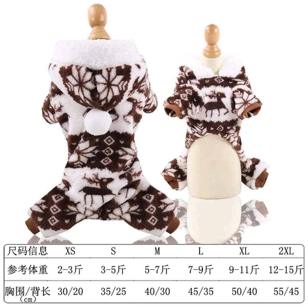 Dog Clothes Christmas Winter Warm Pet Clothes Puppy Jumpsuit Hoodie Coat Doggy Apparel Mascotas Clothes For Dogs Ropa Perro