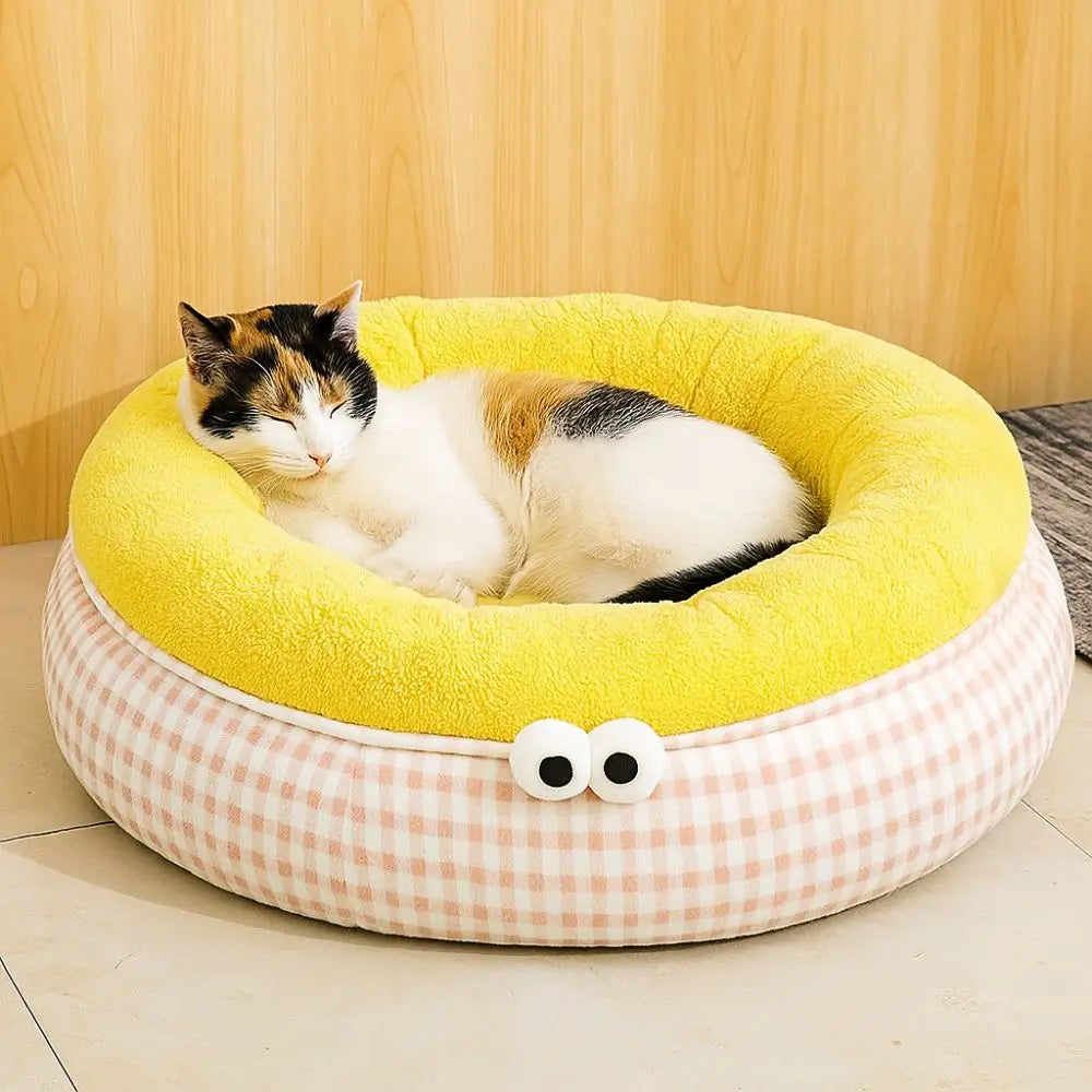 Cute Cartoon Pet Dog Bed Soft Warm Cat Sleeping Mattres Semi-surrounded Thickened Pet Nest Kennel For Dogs Puppy Kitten