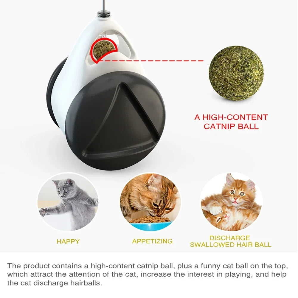Funny Pet Products for Dropshipping, Interactive Balance Car Cat Chasing Toy With Catnip, Tumbler Swing Toys for Cats Kitten