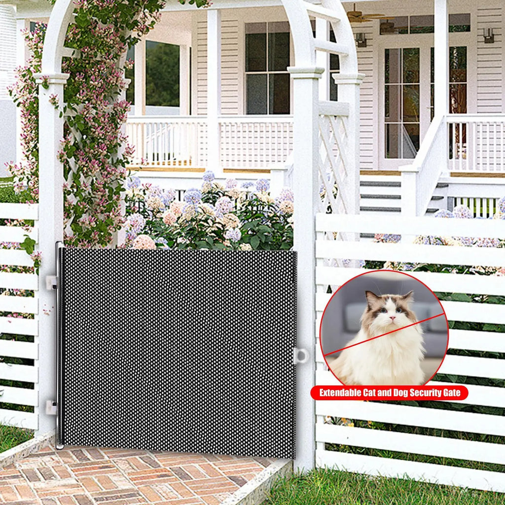 Expandable Cat and Dog Safety Gate Retractable Pet Gate, Portable Stair and Hallway Gate Prevents Babies DogsCats from Crossing