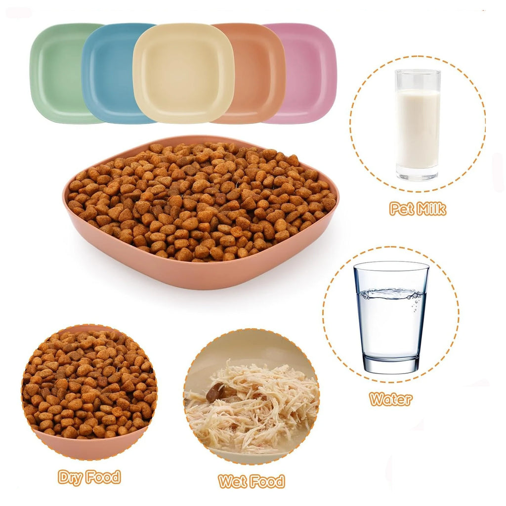 3/10/20pcs Non-Slip Plastic Cat Bowls Set Shallow Pet Food & Water Dishes Suitable for Kittens Short Leg Cat Ferrets Stray Cats