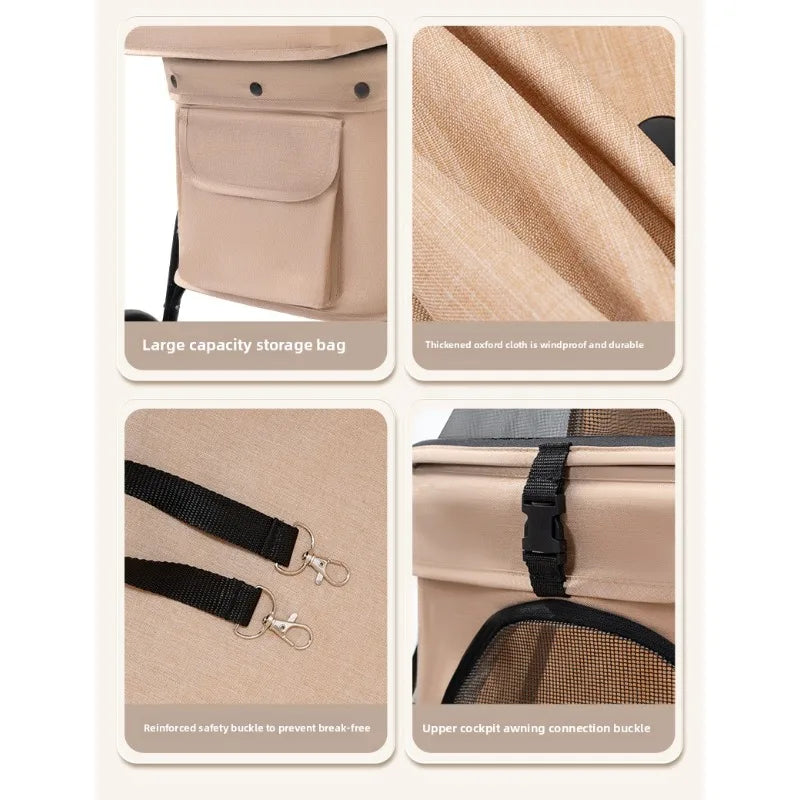 Double Pet Stroller  One-Hand Folding Dog Stroller for Small Medium Dogs Cats Travel 24KG Max Pet Carrier Cat Dog Carrier