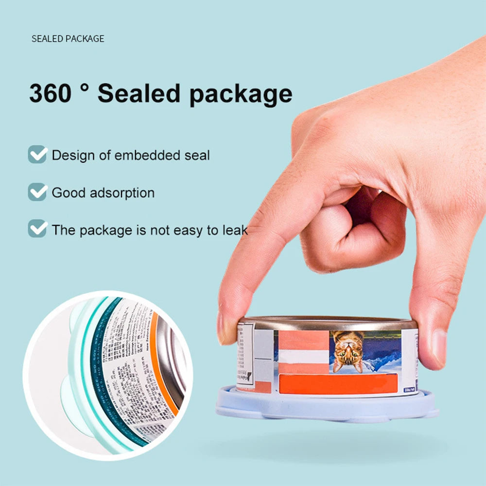 Cute Cat Paw Can Storage Cover Reusable Pet Food Cover Can Lid 2-in-1 Fresh-keeping Food Cover Spoon Tin Cans Food Accessories