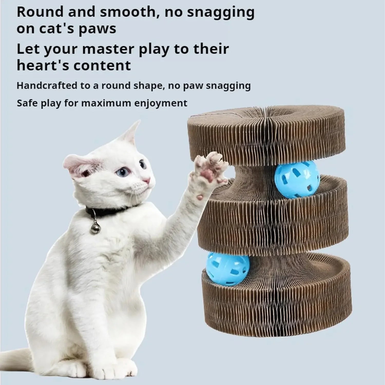 Cat Scratch Board Cat Toy with Bell Cat Cat Climbing Frame Foldable Recyclable Accordion Cardboard Kitten Toy with Ball