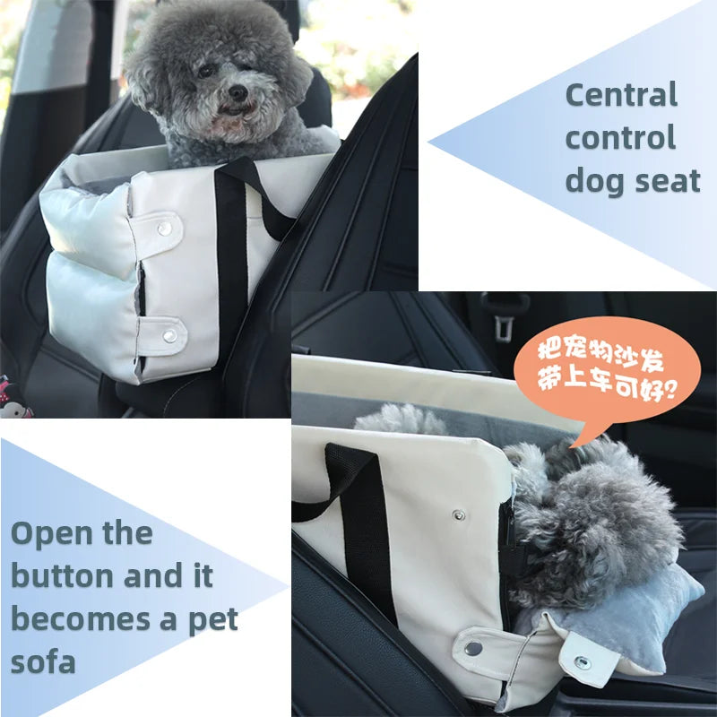 Dog Carrier Car Central Control Pet Safety Seat Dog House Cushion Pet Car Supplies Cat Mat Dog Car Seat Dog Nest PU Leather