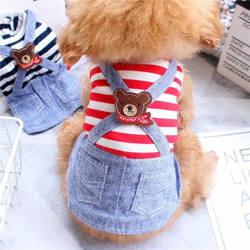 Cute Pets Clothes For Yorkshire Terrier Dogs Little Puppies Small Animals Breeds Striped Summer Wedding Princess Cats Dresses