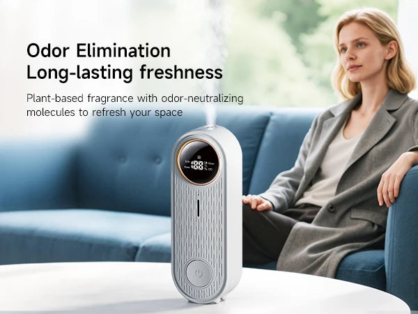 Essential Oil Diffuser with APP Control, Aroma Diffuser (Auto Spray, Desktop Wall Mountable) for Home Office, with Refill Liquid