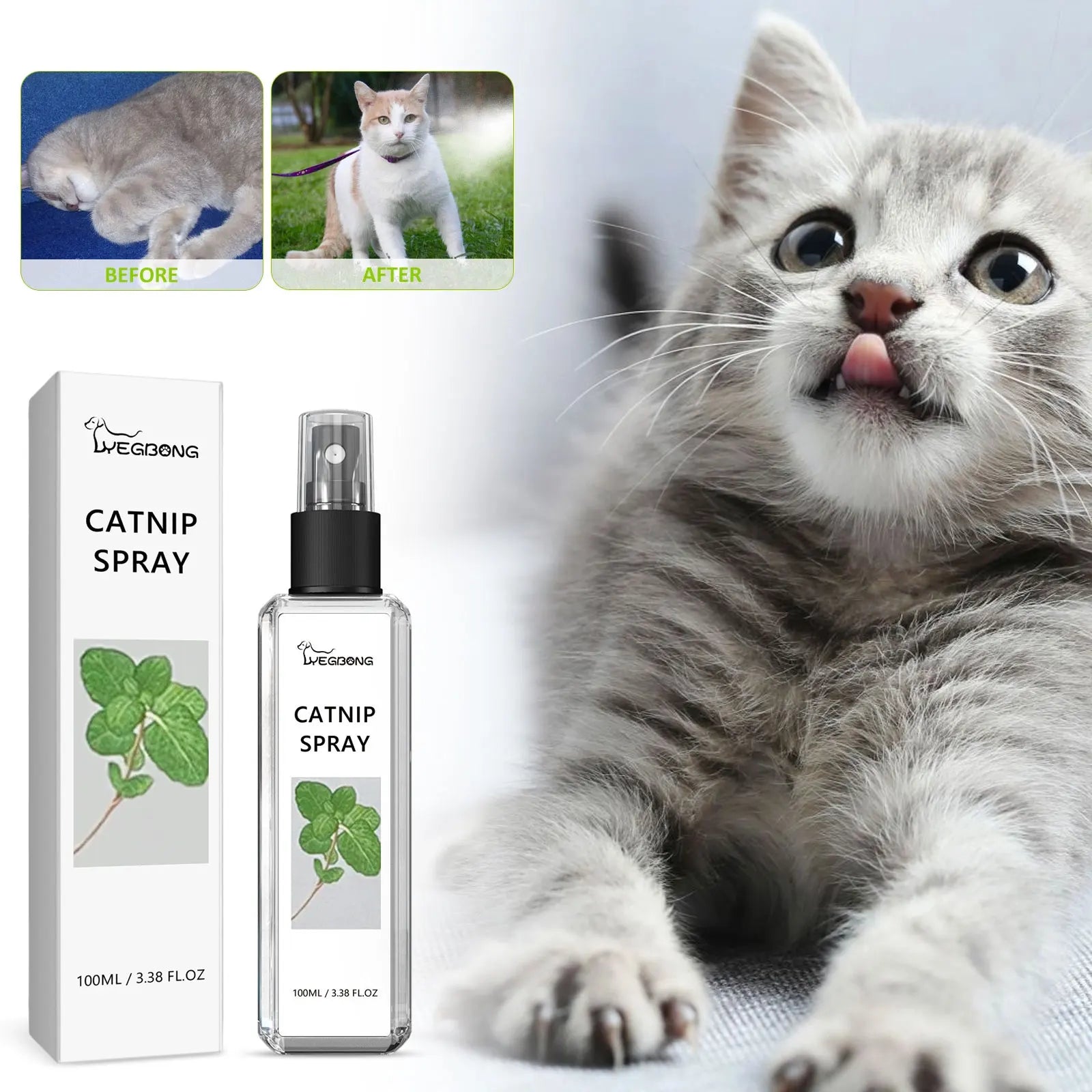 Catnip Spray for Cats with Pet Mint Mist Healthy Ingredients Scratching Pad Inducer Excite Entertain Soothing Training Repellent