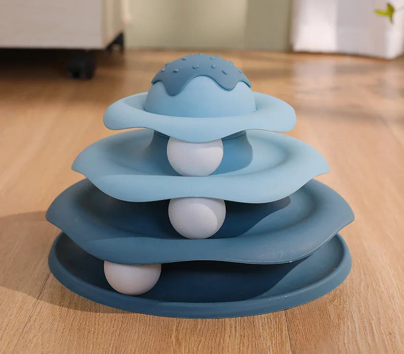 Cat Track Toys Three Layer Turntable Educational Play Track Tower Cat Teaser Toy Indoor Cat Supply Cat Toy Cat Teasing Artifact