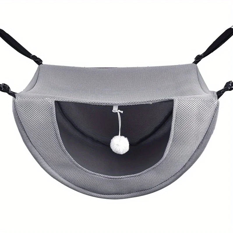 Breathable Mesh Hanging Pet Bed - Adjustable Cat Hammock for Indoor Use, Comfortable Suspended Sleeping Nest with Metal Frame