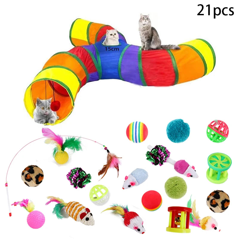 Cat Kitten Toys Variety Pack Pet Cat Toys Combination Set Cat Toy Funny Cat Stick Sisal Mouse Bell Ball Cat Supplies