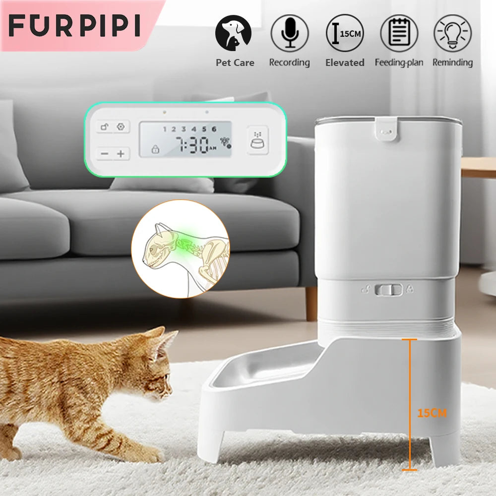Furpipi 4.5L Automatic Pet Feeder Smart Auto Dog & Cat Food Kibble Button Version Smart Dog Feeder Dispenser Pet Feeding Supply