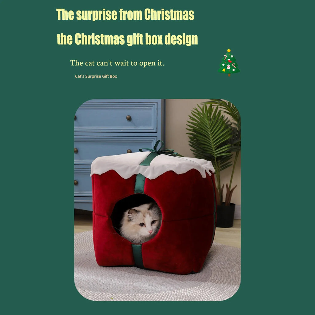 Cats Bed Warm Accessories Christmas Pet Supplies for Winter Dog Mat Products House Houses Habitats Things Goods Accessory Basket